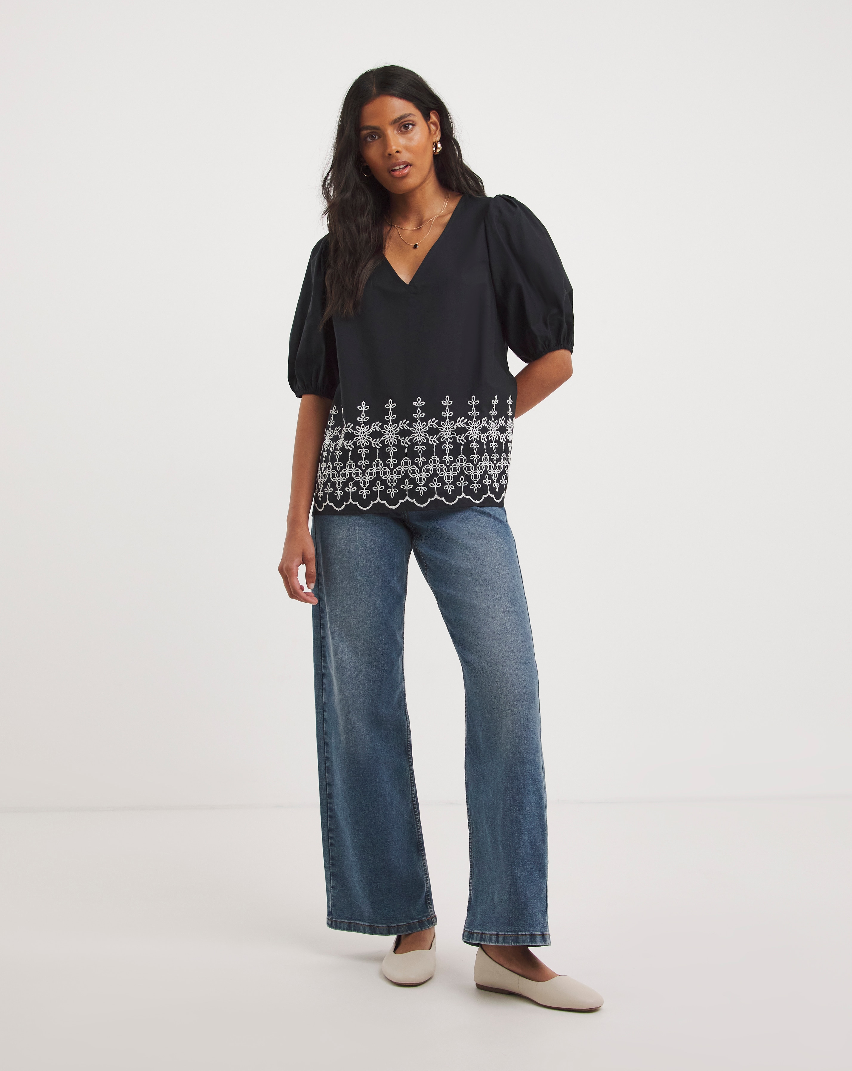 Lace Insert Broderie Top