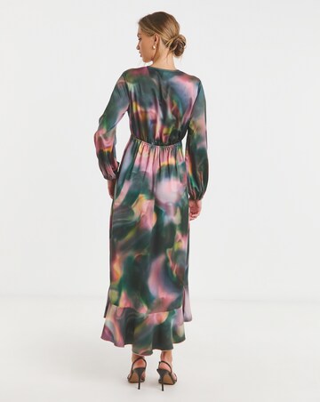 Flounce London Swirl Print Wrap Midaxi Dress