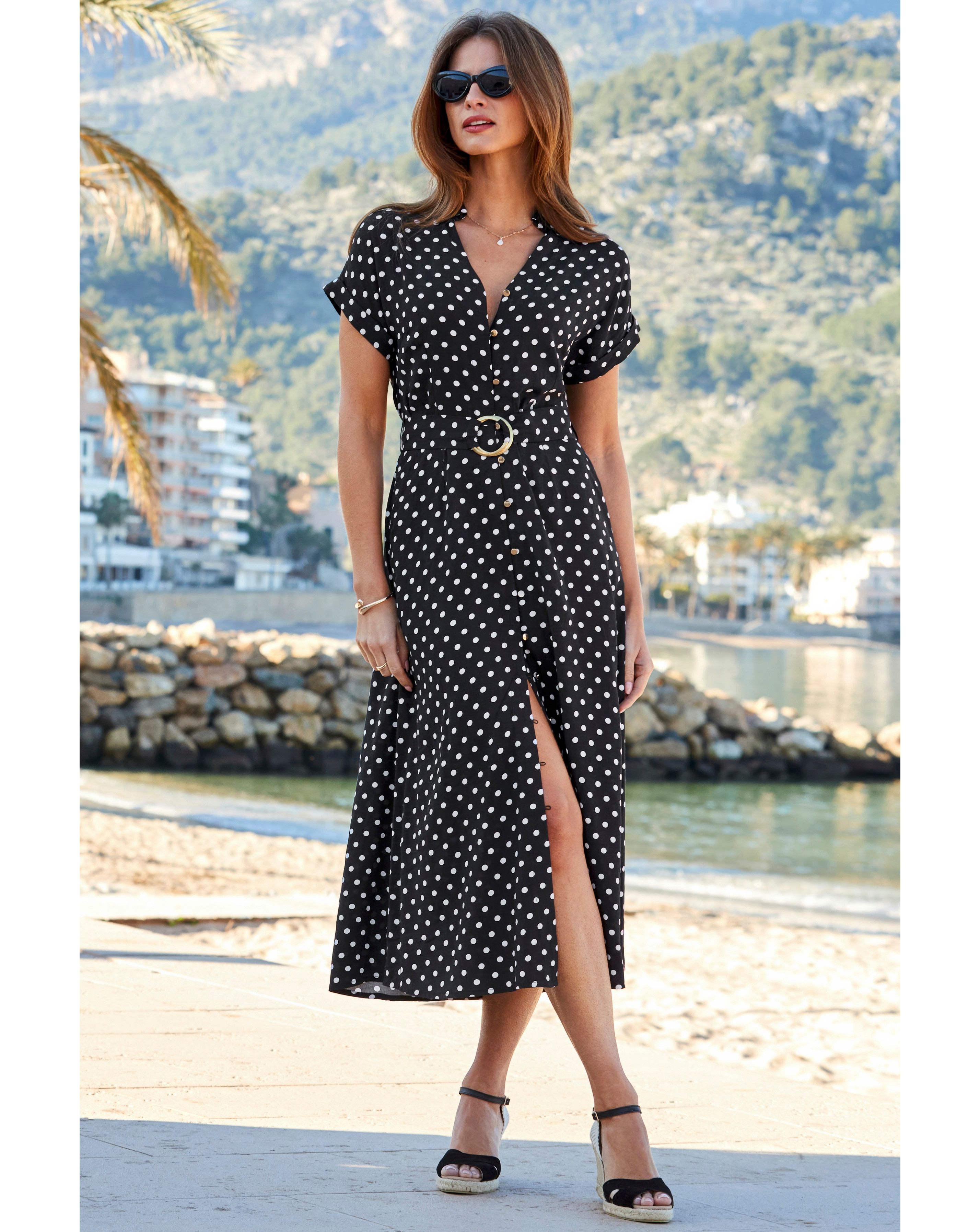 Sosandar Belted Spot Shirt Dress