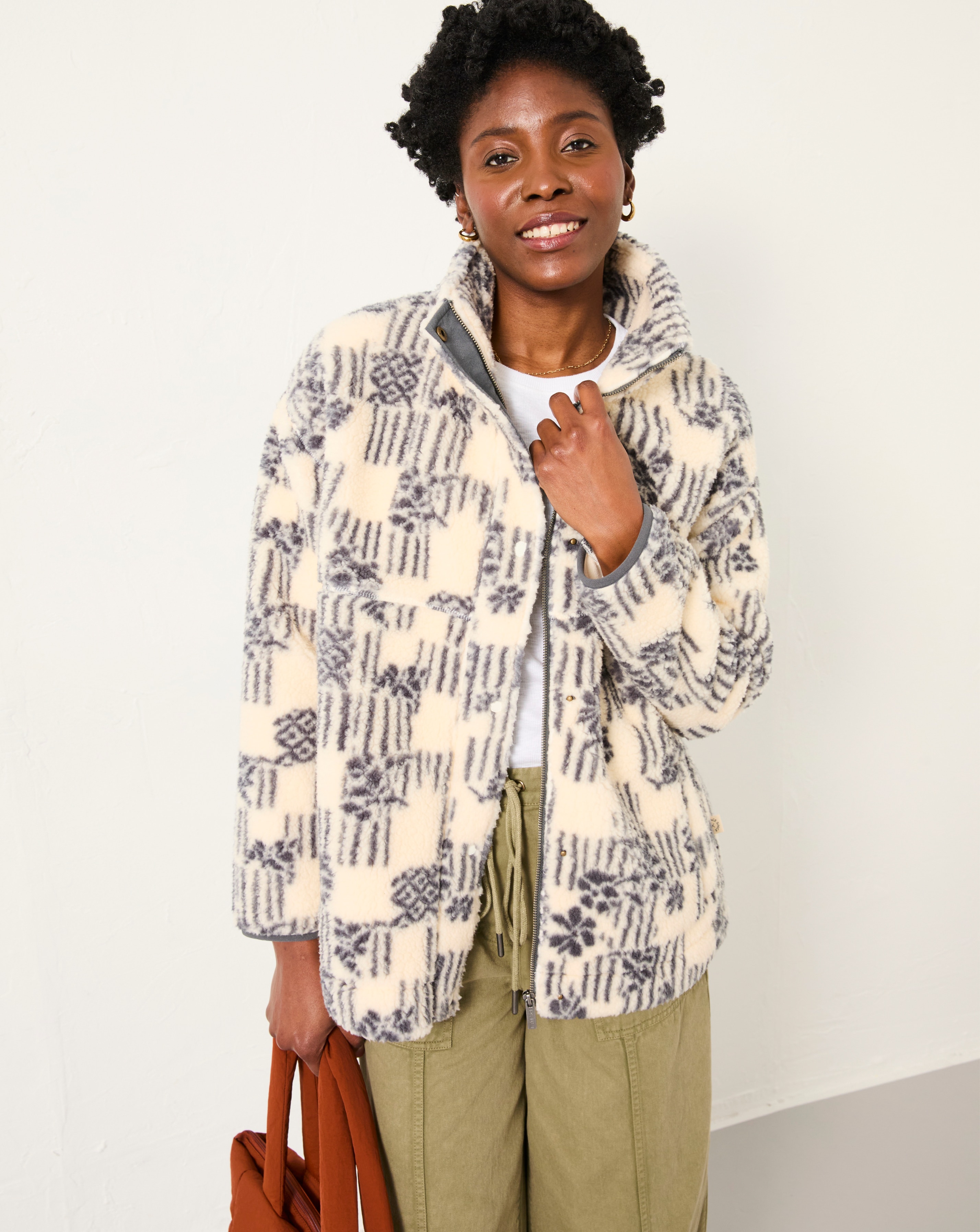 FatFace Zip Thru Pattern Fleece