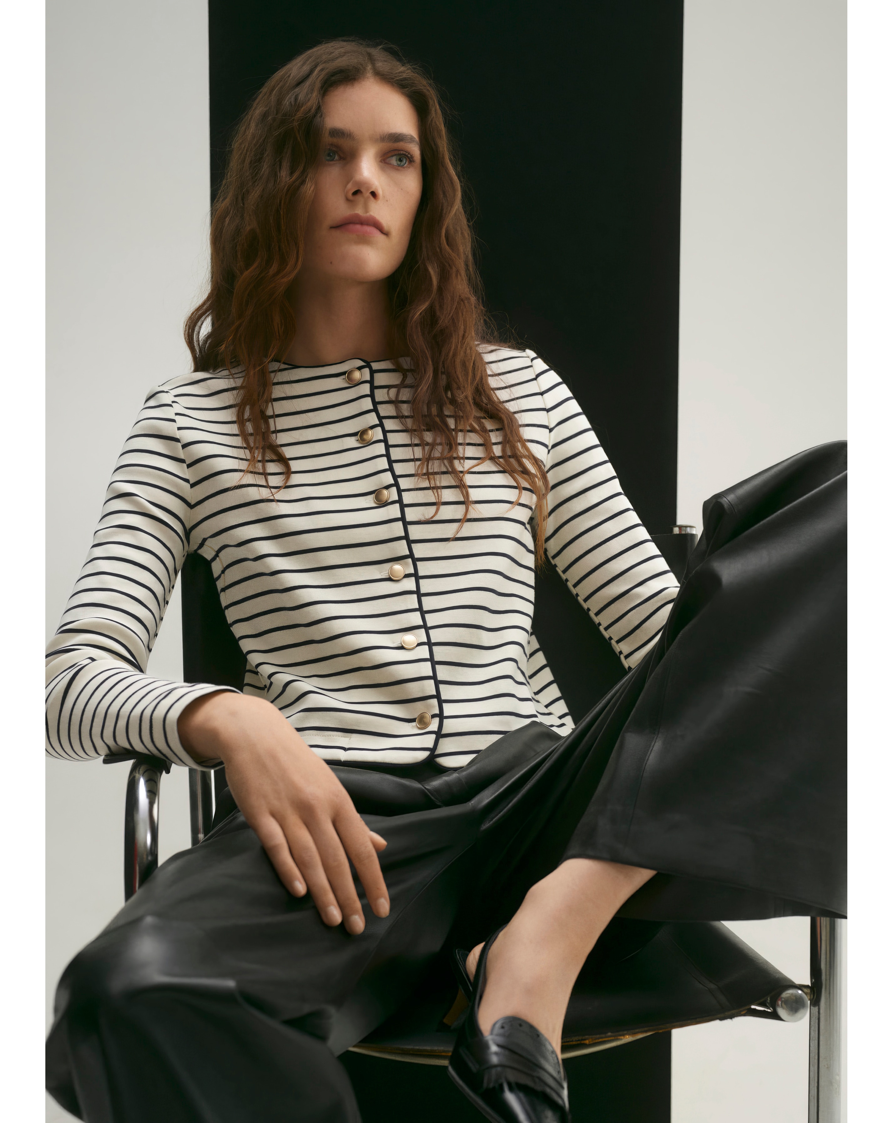 Mango Striped Knit Cardigan