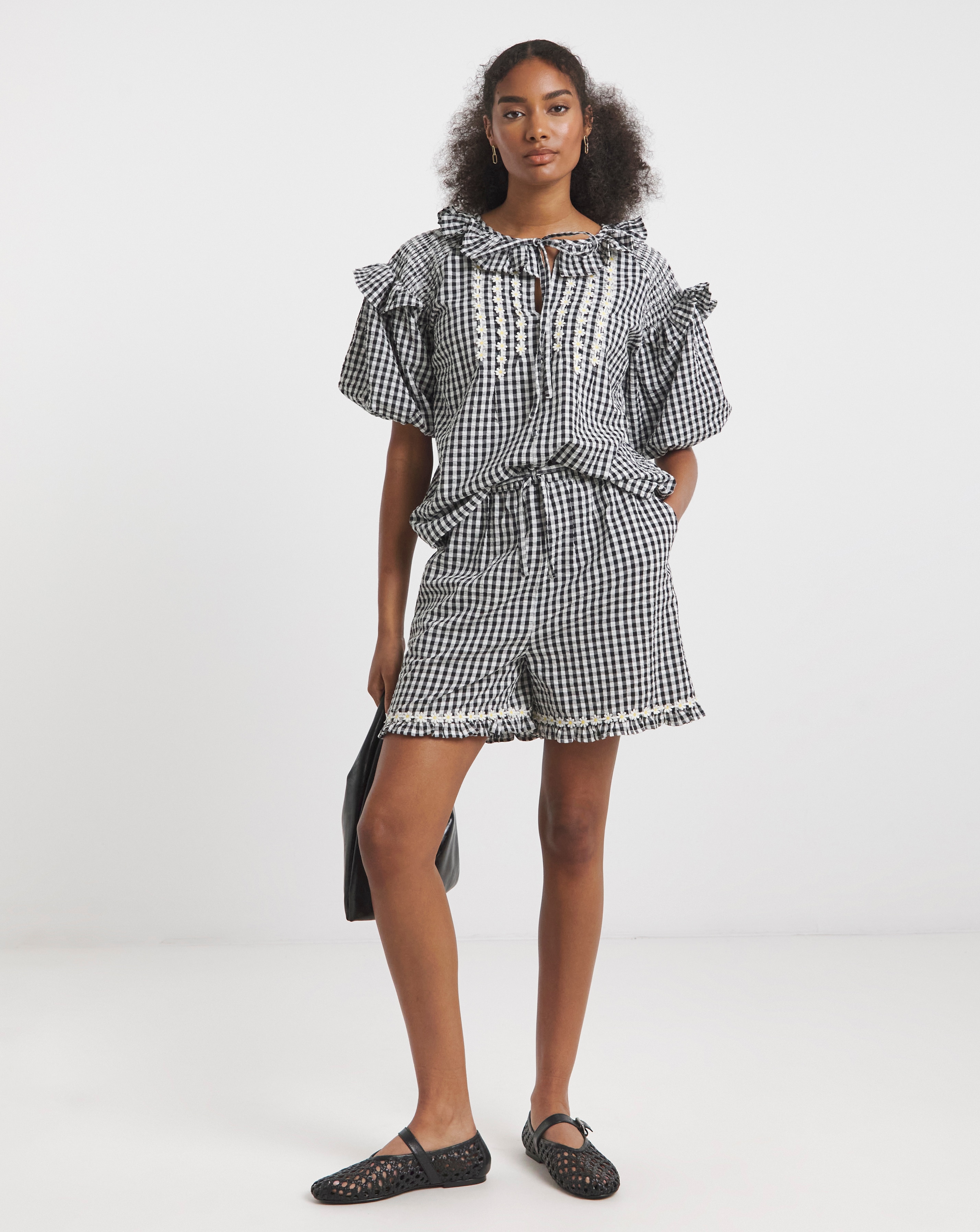 Neon Rose Gingham Shorts