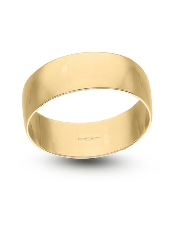 9Carat Yellow Gold Polished D Shape 6MM Wedding Ring