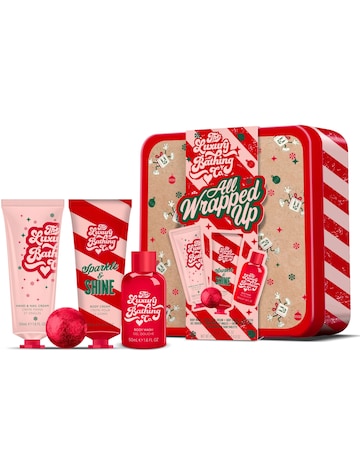The Luxury Bathing Company All Wrapped Up Tin Set - Cocoa & Vanilla Swirl