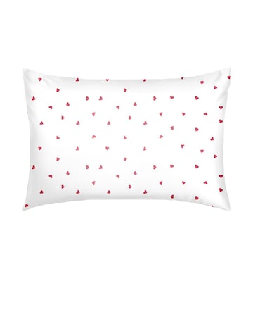 Silver Cloud Heart Print Satin Pillowcase Infused with Silver Ions