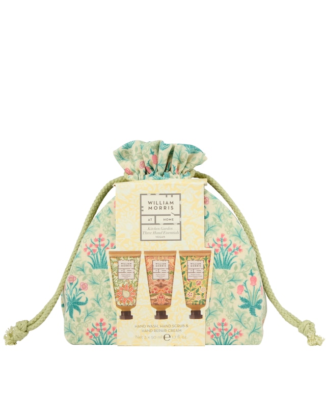 William Morris Kitchen Garden Hand Care Essentials Gift Set and Linen Pouch