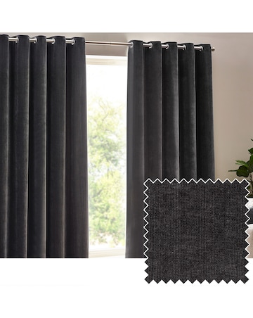 Yard Heavy Chenille Lined Eyelet Curtains