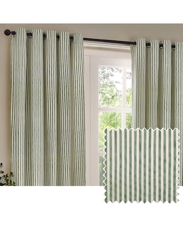 Yard Hebden Striped 100% Cotton Eyelet Lined Curtains