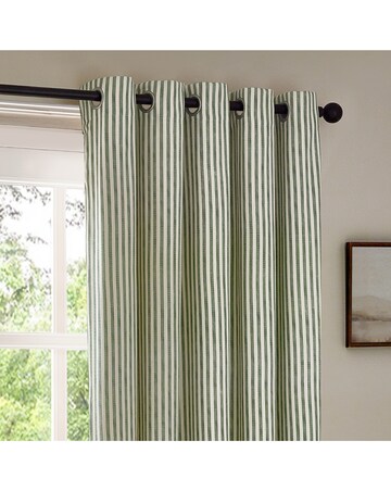 Yard Hebden Striped 100% Cotton Eyelet Lined Curtains