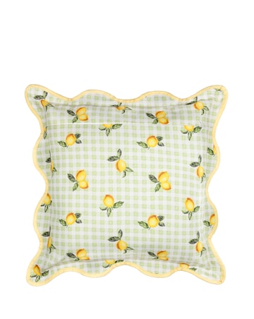 Furn. Fruits Lemons Check Outdoor Cushion
