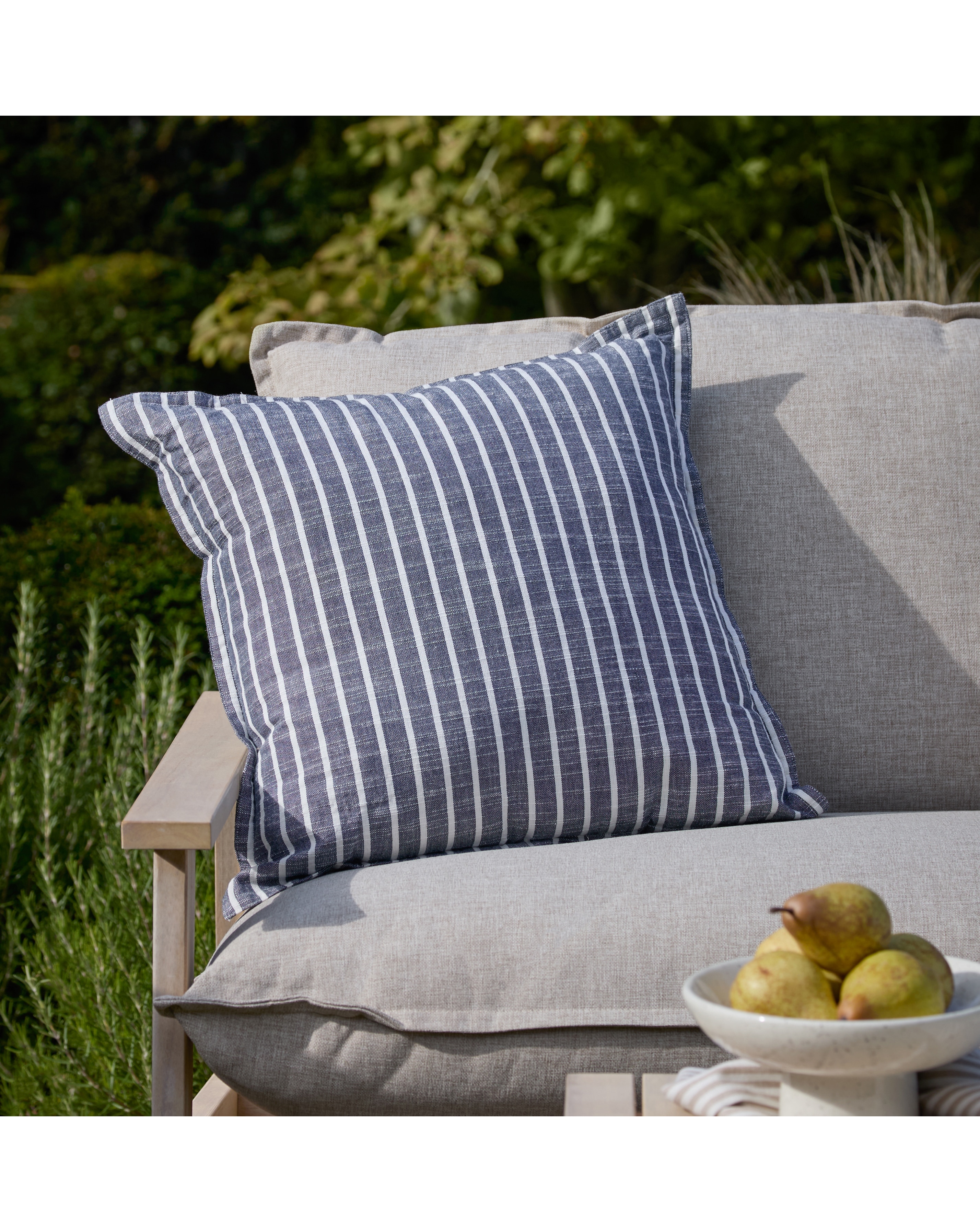 New In - Yard Hessle Striped Outdoor Cushion - Navy