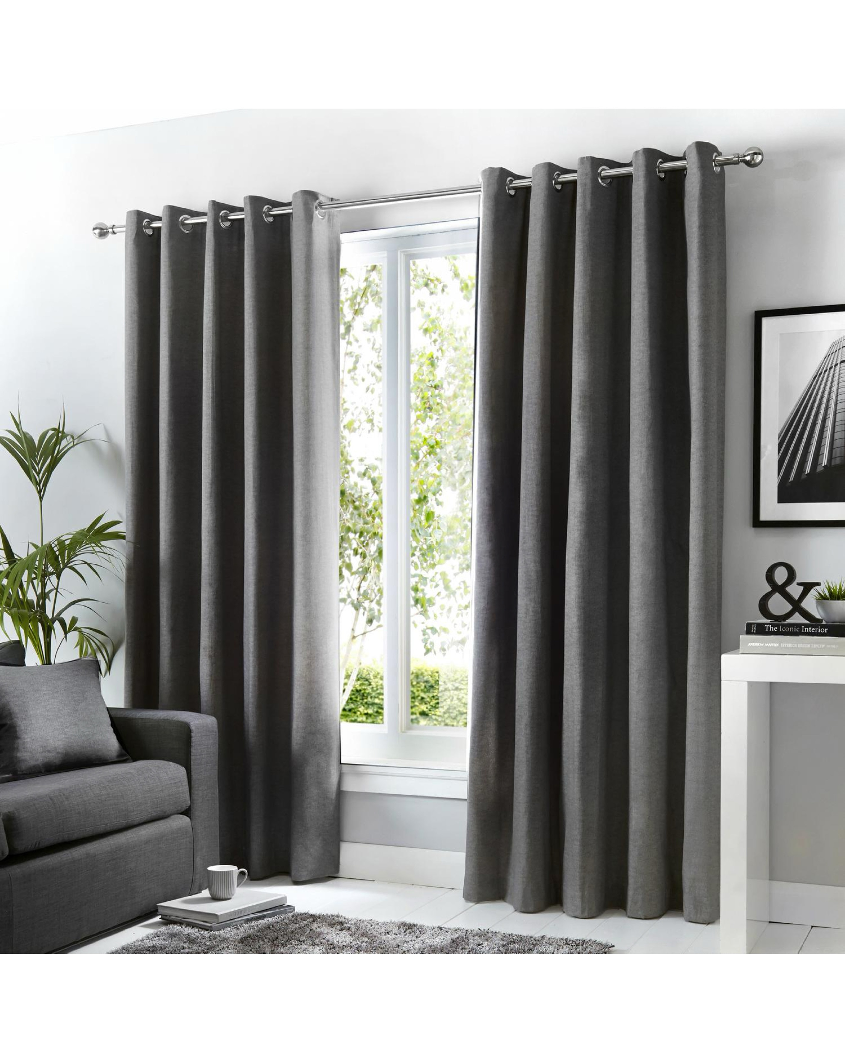 New In - Sorbonne Eyelet Curtains - Charcoal