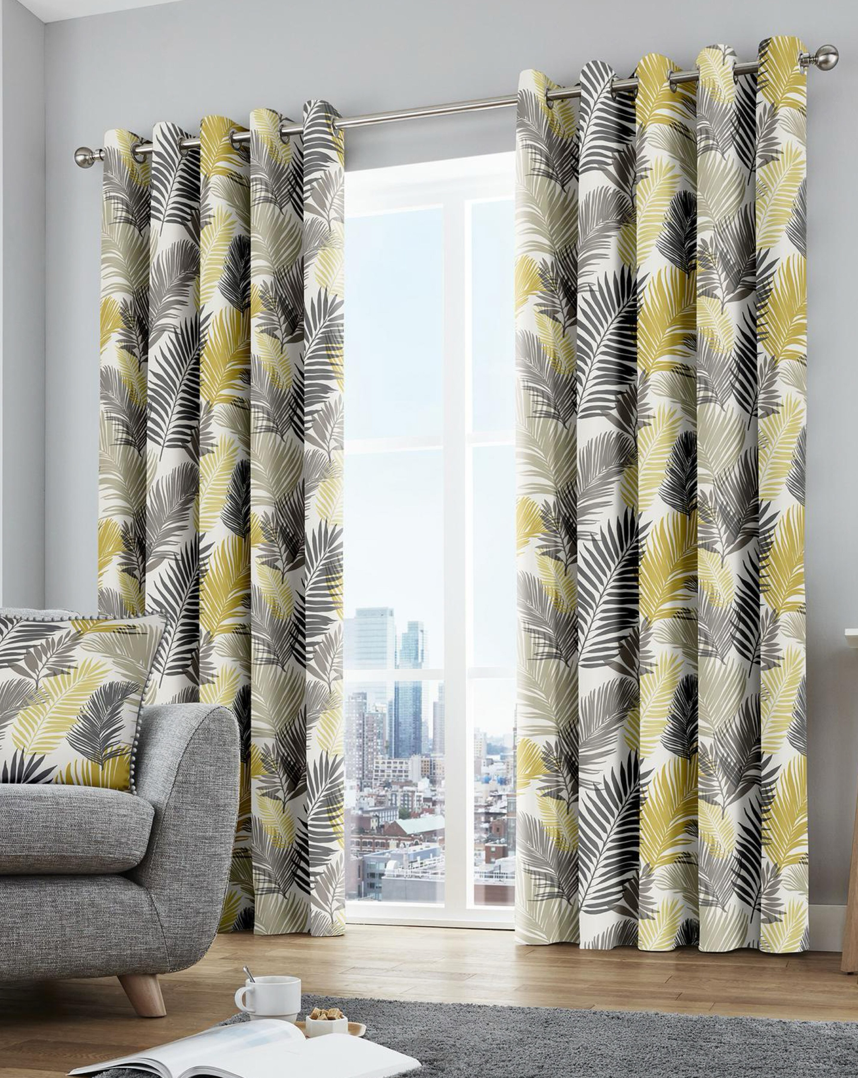 New In - Tropical Eyelet Curtains in Multi - Ochre
