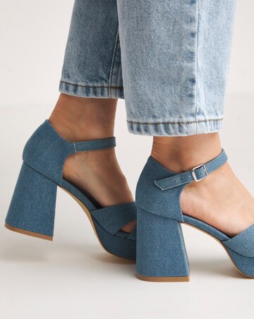 Mia Cross Front Platform Heeled Sandals - Extra Wide Fit (EEE)