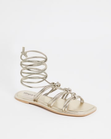Opal Metallic Knotted Ankle Tie Flat Sandals - Wide Fit (E)