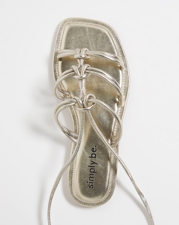 Opal Metallic Knotted Ankle Tie Flat Sandals - Wide Fit (E)