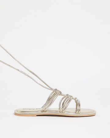 Opal Metallic Knotted Ankle Tie Flat Sandals - Wide Fit (E)