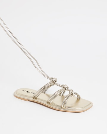 Opal Metallic Knotted Ankle Tie Flat Sandals - Wide Fit (E)