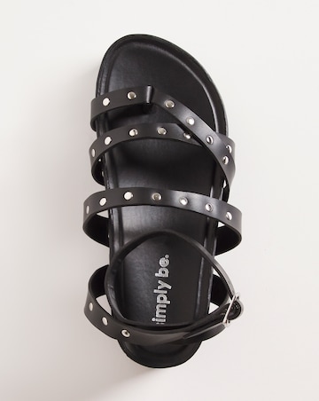 Sasha Studded Strappy Footbed Sandals - Wide Fit (E)
