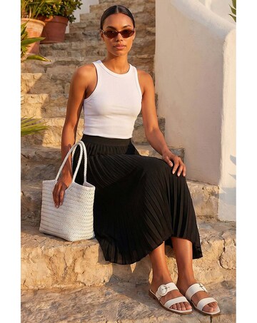 Roman Pleated Elastic Waist Maxi Skirt
