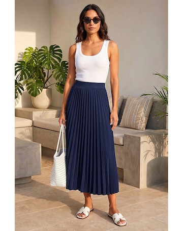 Roman Pleated Elastic Waist Maxi Skirt