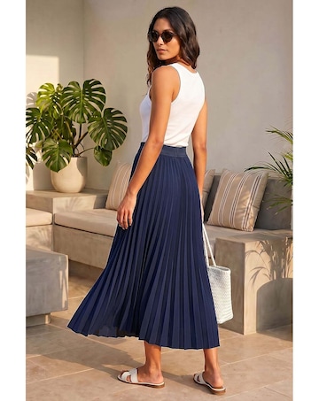 Roman Pleated Elastic Waist Maxi Skirt