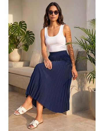 Roman Pleated Elastic Waist Maxi Skirt