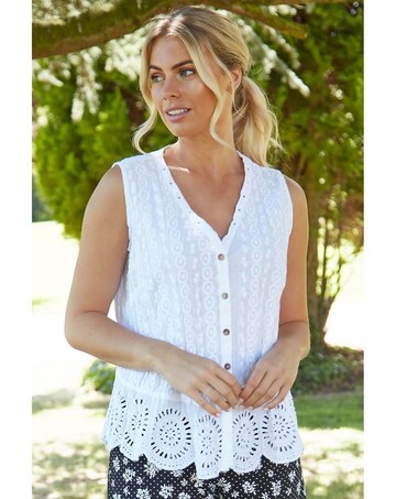 Roman Eyelet Detail Crinkle Blouse