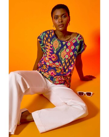 Roman Aztec Print Short Sleeve Top