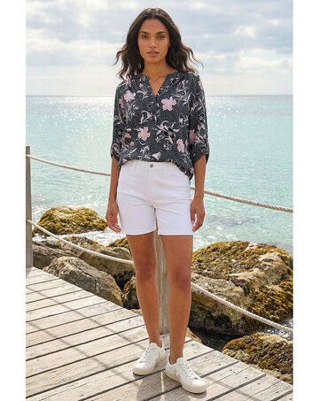 Roman Textured Floral Print V-Neck Shirt