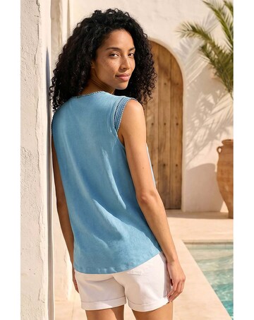 Roman Lace Trim Tie V-Neck Top