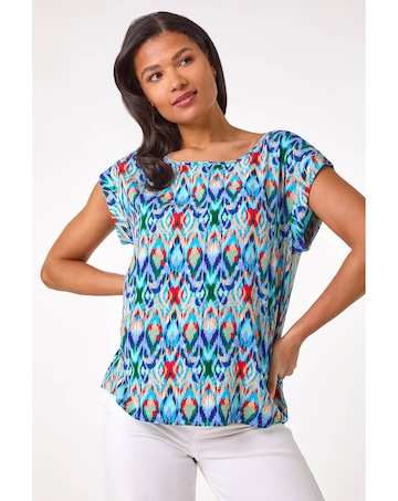 Roman Abstract Print Shell Top