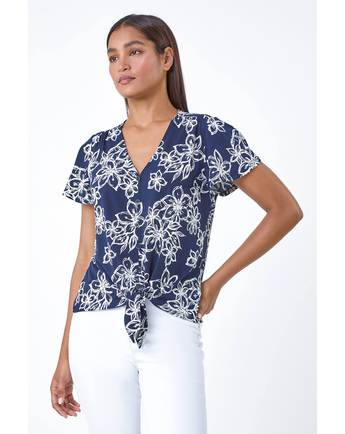 New In - Roman Textured Floral Print Top