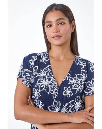 Roman Textured Floral Print Top