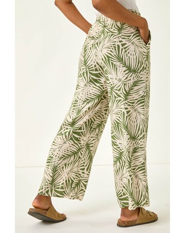 Roman Petite Leaf Print Wide Leg Trouser