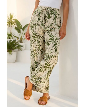Roman Petite Leaf Print Wide Leg Trouser