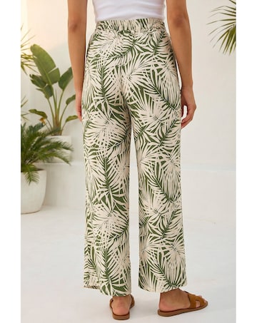Roman Petite Leaf Print Wide Leg Trouser
