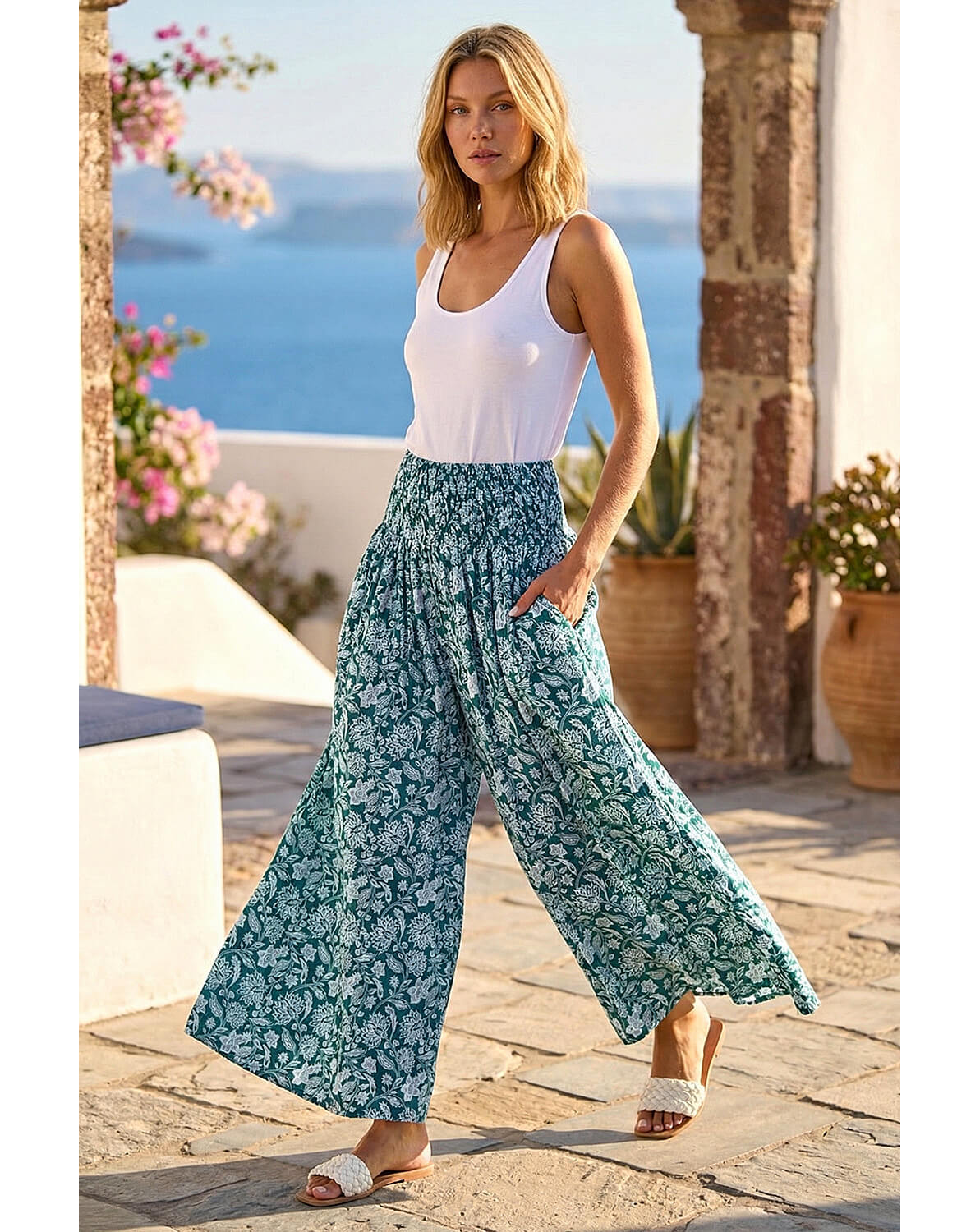 New In - Roman Floral Palazzo Stretch Trouser