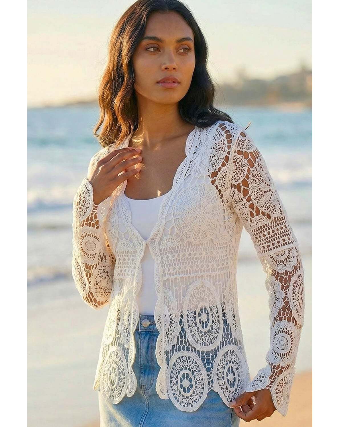 New In - Roman Crochet Detail Knit Cardigan