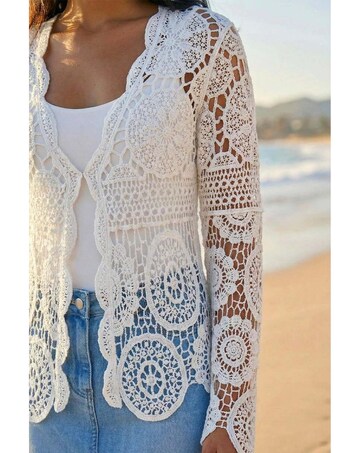Roman Crochet Detail Knit Cardigan