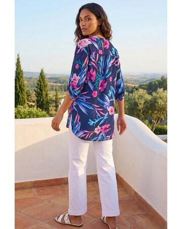 Roman Tropical Print Longline Blouse