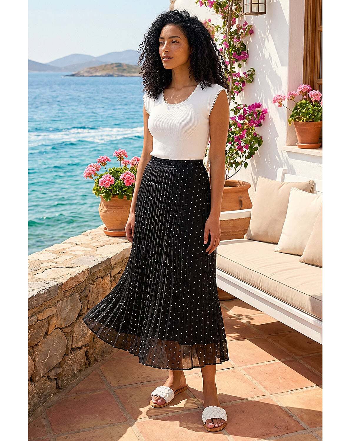 New In - Roman Polka Dot Maxi Skirt