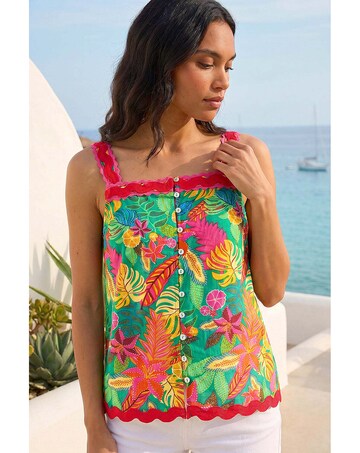 Roman Floral Ric Rac Cami Top