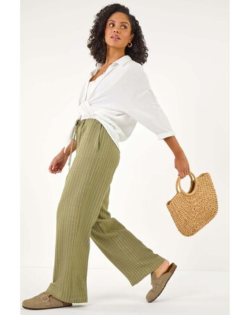 Roman Stripe Tie Waist Pocket Trouser