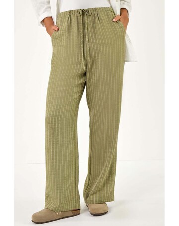 Roman Stripe Tie Waist Pocket Trouser