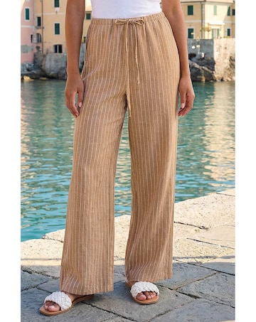 Roman Stripe Tie Waist Pocket Trouser