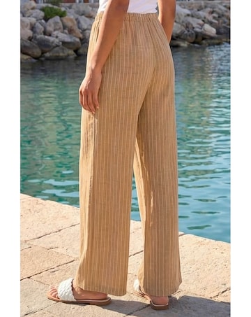 Roman Stripe Tie Waist Pocket Trouser