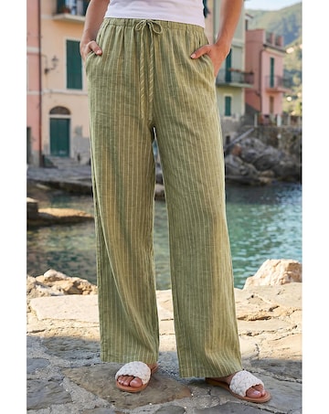 Roman Stripe Tie Waist Pocket Trouser