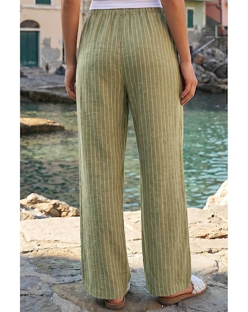Roman Stripe Tie Waist Pocket Trouser
