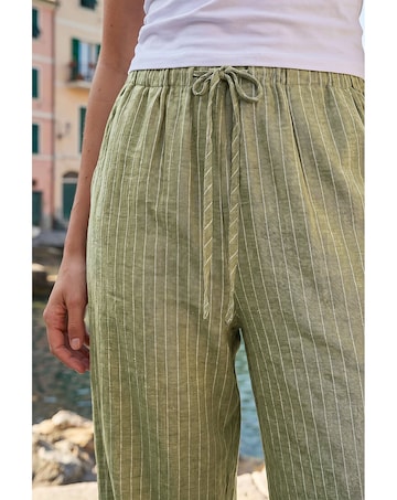 Roman Stripe Tie Waist Pocket Trouser